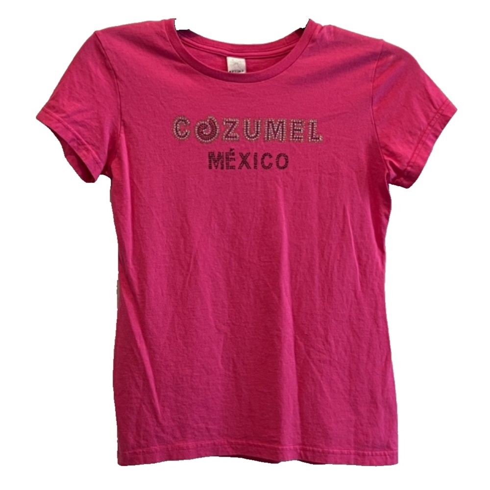 Women's Optima Pink Cozumel Mexico Bling Short Sleeve T-Shirt